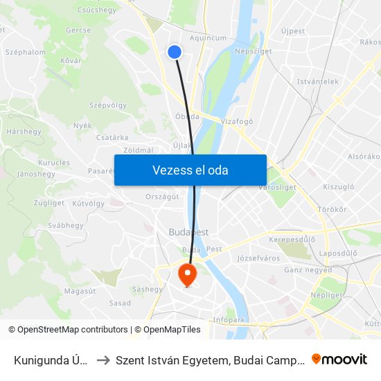 Kunigunda Útja to Szent István Egyetem, Budai Campus map