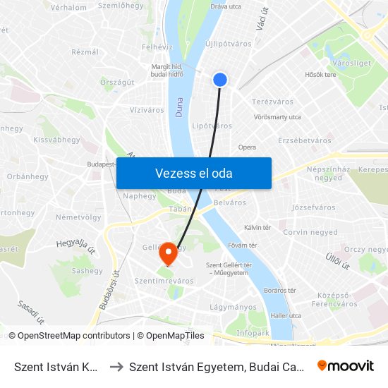 Szent István Körút to Szent István Egyetem, Budai Campus map
