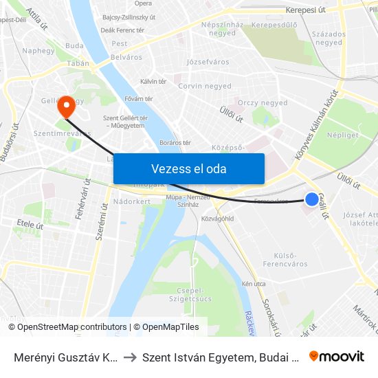 Merényi Gusztáv Kórház to Szent István Egyetem, Budai Campus map