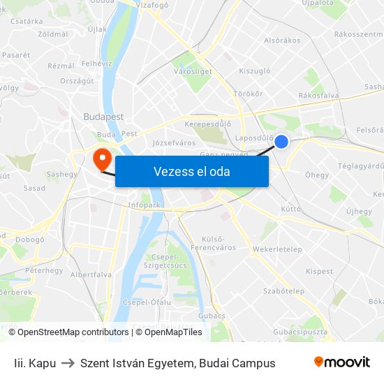 Iii. Kapu to Szent István Egyetem, Budai Campus map