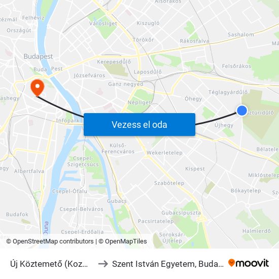 Új Köztemető (Kozma Utca) to Szent István Egyetem, Budai Campus map