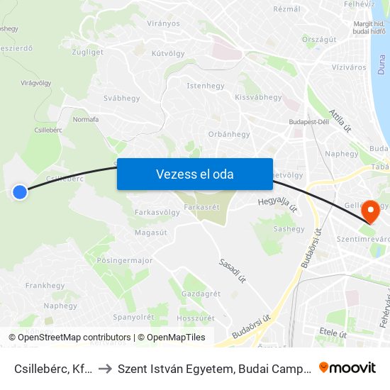 Csillebérc, Kfki to Szent István Egyetem, Budai Campus map