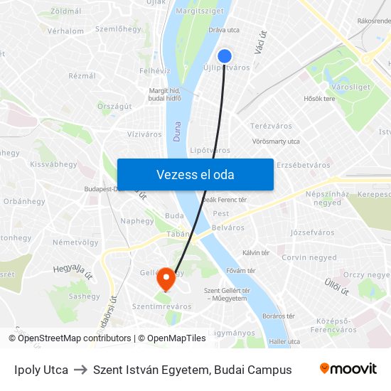 Ipoly Utca to Szent István Egyetem, Budai Campus map