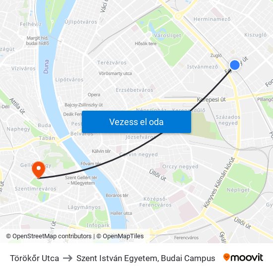 Törökőr Utca to Szent István Egyetem, Budai Campus map
