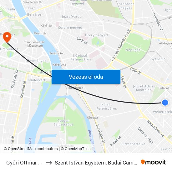 Győri Ottmár Tér to Szent István Egyetem, Budai Campus map