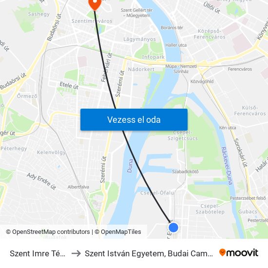 Szent Imre Tér H to Szent István Egyetem, Budai Campus map