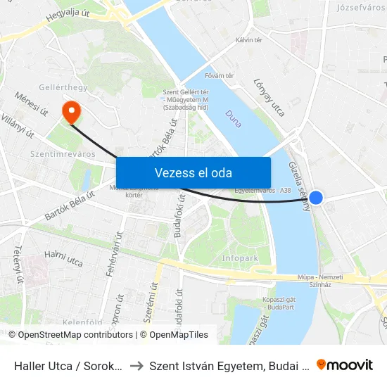 Haller Utca / Soroksári Út to Szent István Egyetem, Budai Campus map