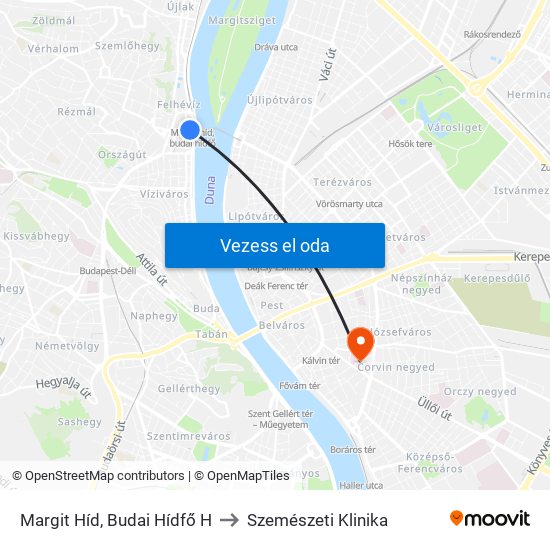 Margit Híd, Budai Hídfő H to Szemészeti Klinika map