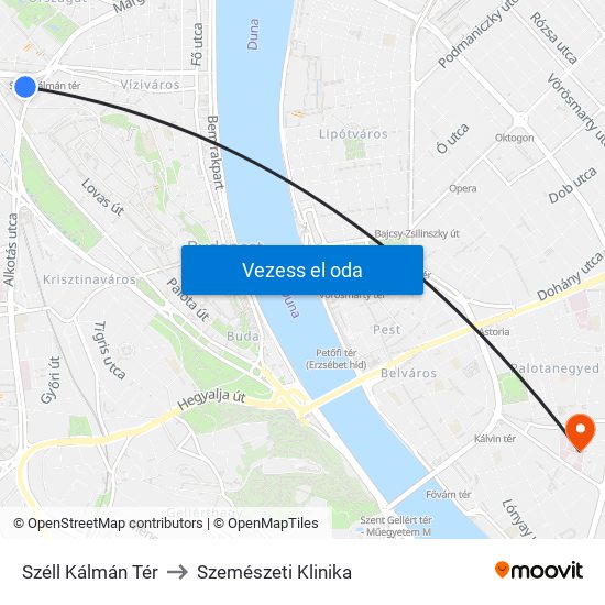 Széll Kálmán Tér to Szemészeti Klinika map