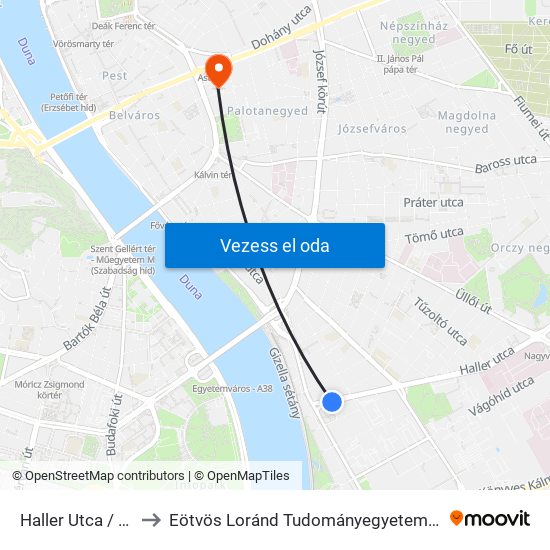 Haller Utca / Soroksári Út to Eötvös Loránd Tudományegyetem Bölcsészettudományi Kar map