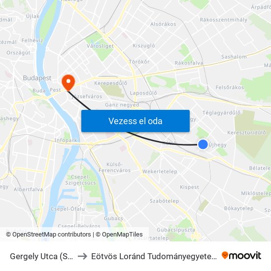 Gergely Utca (Sibrik Miklós Út) to Eötvös Loránd Tudományegyetem Bölcsészettudományi Kar map