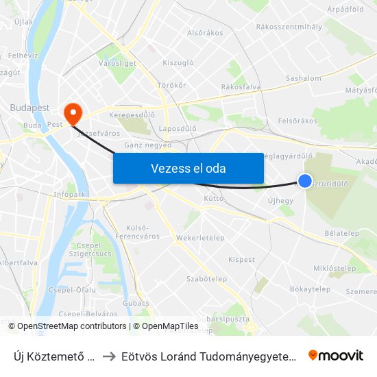 Új Köztemető (Kozma Utca) to Eötvös Loránd Tudományegyetem Bölcsészettudományi Kar map