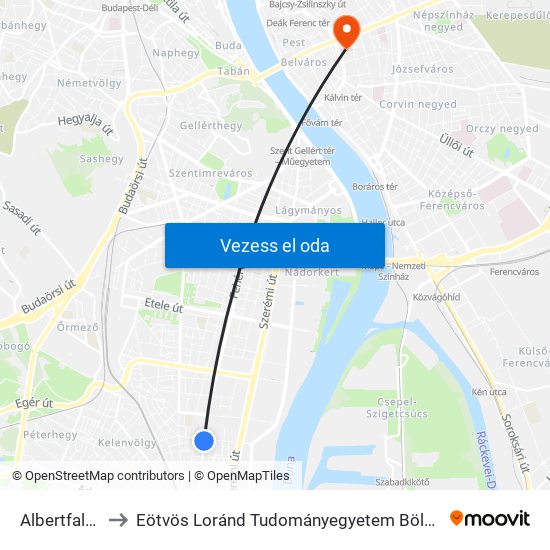 Albertfalva Utca to Eötvös Loránd Tudományegyetem Bölcsészettudományi Kar map