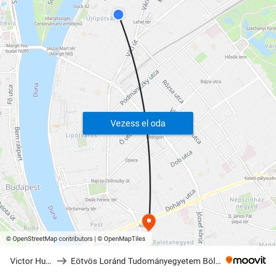 Victor Hugo Utca to Eötvös Loránd Tudományegyetem Bölcsészettudományi Kar map