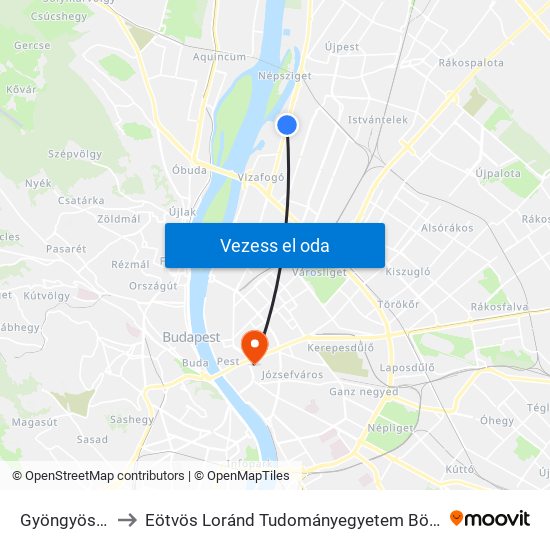 Gyöngyösi Utca M to Eötvös Loránd Tudományegyetem Bölcsészettudományi Kar map