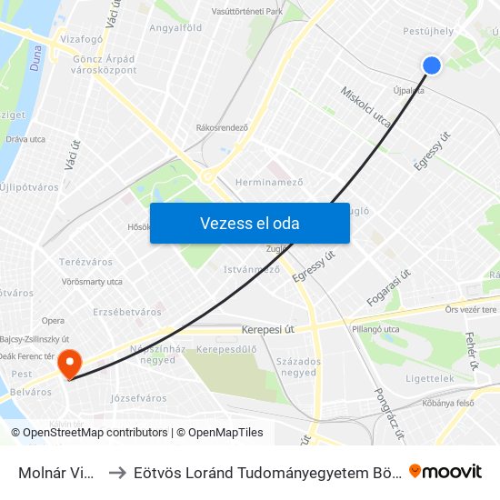 Molnár Viktor Utca to Eötvös Loránd Tudományegyetem Bölcsészettudományi Kar map