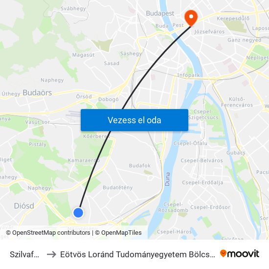 Szilvafa Utca to Eötvös Loránd Tudományegyetem Bölcsészettudományi Kar map