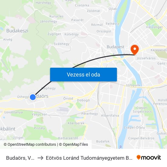 Budaörs, Városháza to Eötvös Loránd Tudományegyetem Bölcsészettudományi Kar map