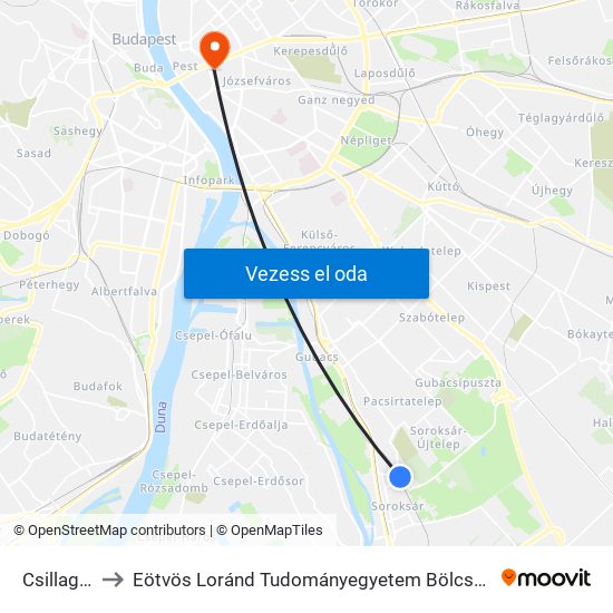 Csillag Utca to Eötvös Loránd Tudományegyetem Bölcsészettudományi Kar map