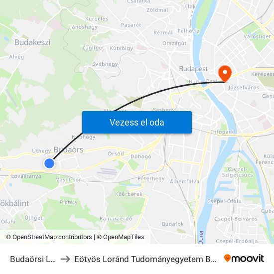 Budaörsi Lakótelep to Eötvös Loránd Tudományegyetem Bölcsészettudományi Kar map