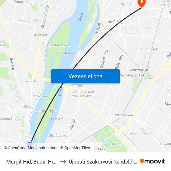Margit Híd, Budai Hídfő H to Újpesti Szakorvosi Rendelőintézet map