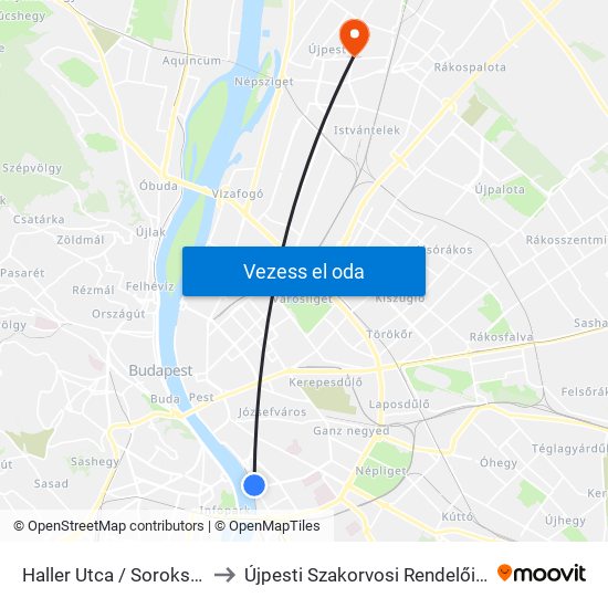 Haller Utca / Soroksári Út to Újpesti Szakorvosi Rendelőintézet map