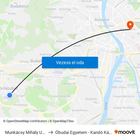 Munkácsy Mihály Utca (Hősi Emlékmű) to Óbudai Egyetem - Kandó Kálmán Villamosmérnöki Kar map