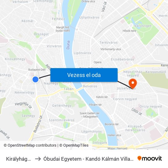 Királyhágó Utca to Óbudai Egyetem - Kandó Kálmán Villamosmérnöki Kar map
