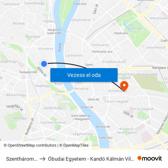 Szentháromság Tér to Óbudai Egyetem - Kandó Kálmán Villamosmérnöki Kar map