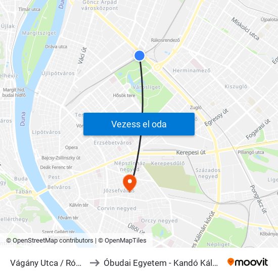 Vágány Utca / Róbert Károly Körút to Óbudai Egyetem - Kandó Kálmán Villamosmérnöki Kar map