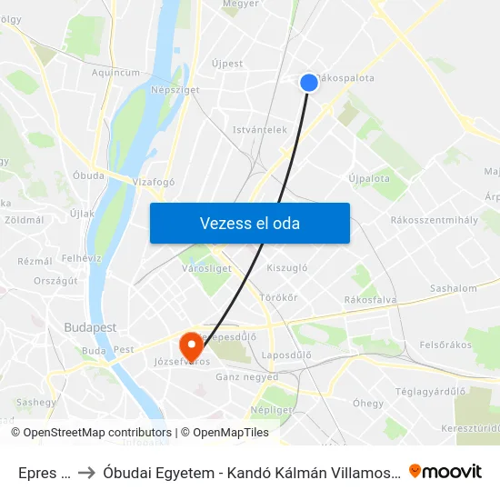 Epres Sor to Óbudai Egyetem - Kandó Kálmán Villamosmérnöki Kar map