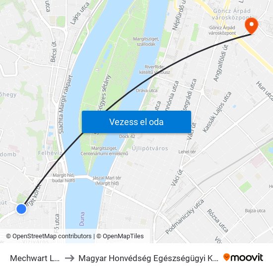 Mechwart Liget to Magyar Honvédség Egészségügyi Központ map