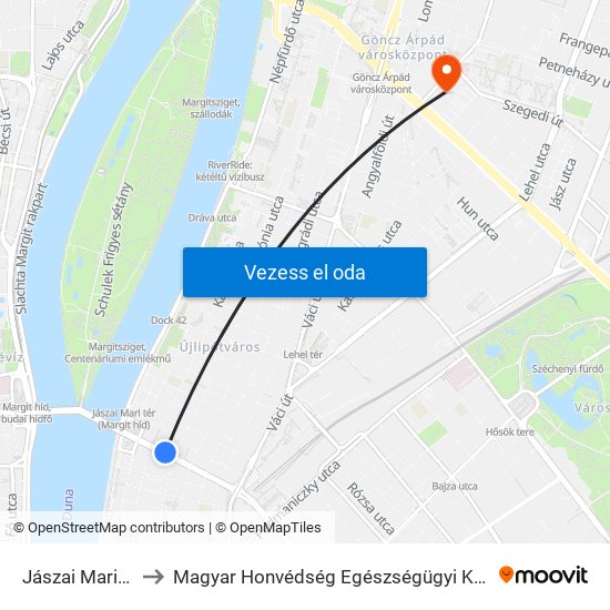 Jászai Mari Tér to Magyar Honvédség Egészségügyi Központ map