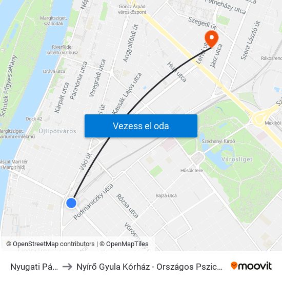 Nyugati Pályaudvar M to Nyírő Gyula Kórház - Országos Pszichiátriai És Addiktológiai Intézet map