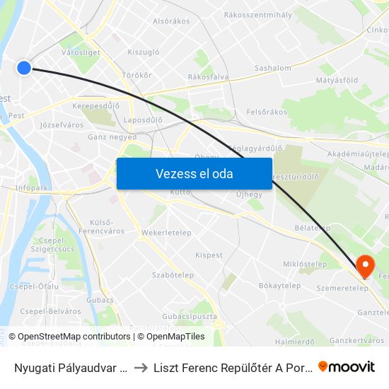 Nyugati Pályaudvar M to Liszt Ferenc Repülőtér A Porta map