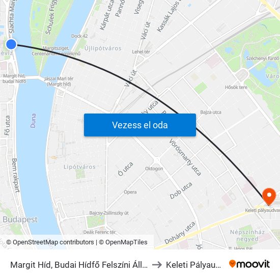 Margit Híd, Budai Hídfő, Tárolóvágány to Keleti Pályaudvar map