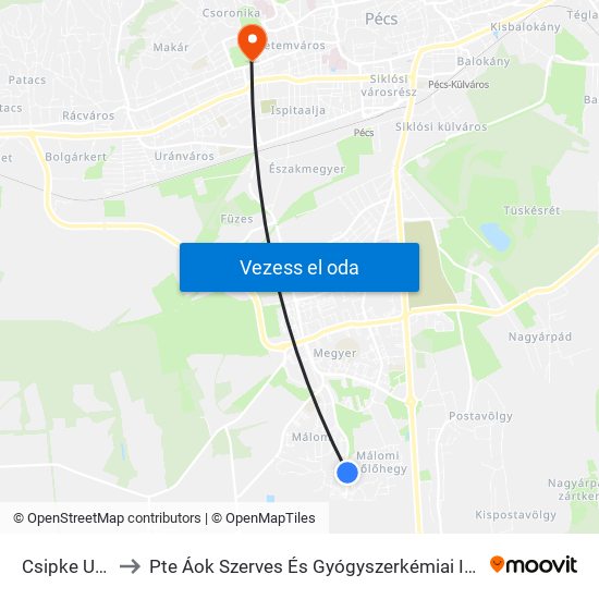 Csipke Utca to Pte Áok Szerves És Gyógyszerkémiai Intézet map