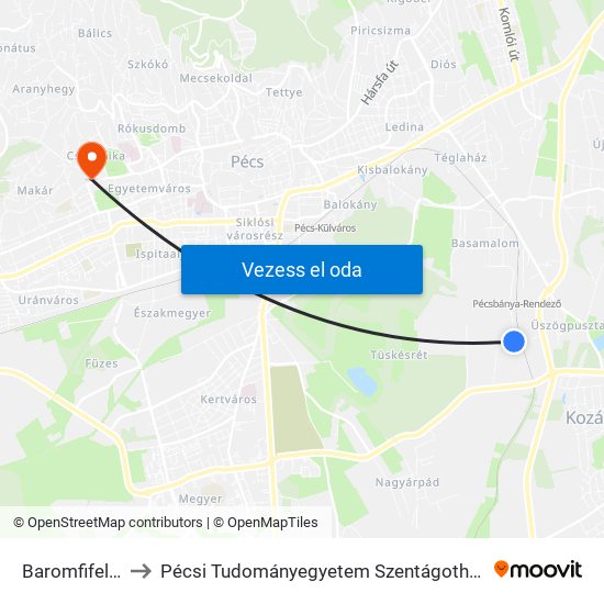 Baromfifeldolgozó to Pécsi Tudományegyetem Szentágothai János Kutatóközpont map