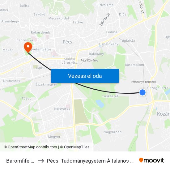 Baromfifeldolgozó to Pécsi Tudományegyetem Általános Orvostudományi Kar map