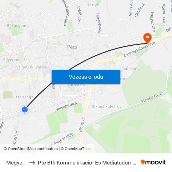 Megyeri Út to Pte Btk Kommunikáció- És Médiatudományi Tanszék map