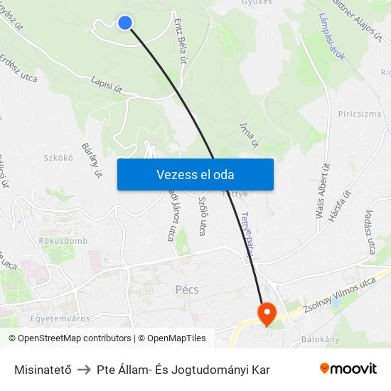 Misinatető to Pte Állam- És Jogtudományi Kar map