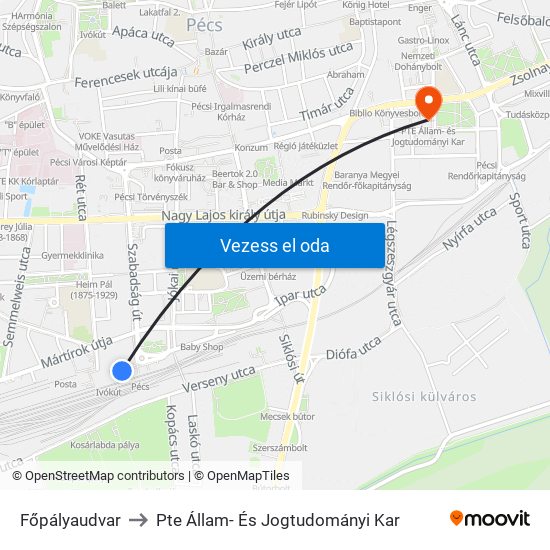 Főpályaudvar to Pte Állam- És Jogtudományi Kar map