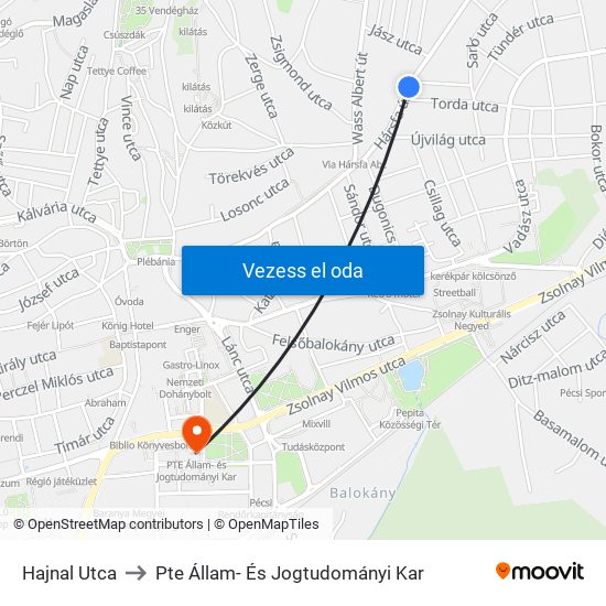 Hajnal Utca to Pte Állam- És Jogtudományi Kar map