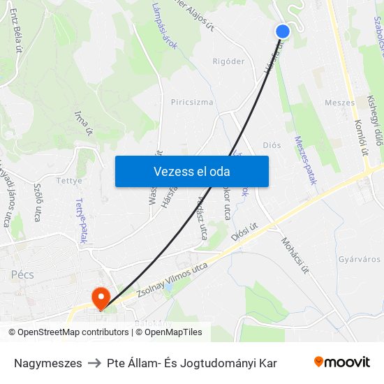 Nagymeszes to Pte Állam- És Jogtudományi Kar map