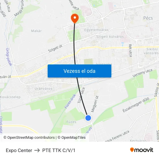 Expo Center to PTE TTK C/V/1 map