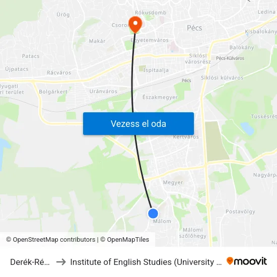 Derék-Réti Út to Institute of English Studies (University of Pécs) map