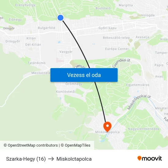 Szarka-Hegy (16) to Miskolctapolca map