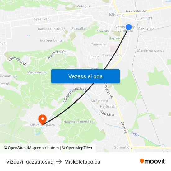 Vízügyi Igazgatóság to Miskolctapolca map