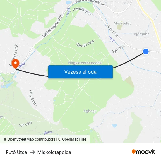Futó Utca to Miskolctapolca map