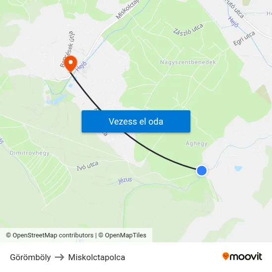 Görömböly to Miskolctapolca map